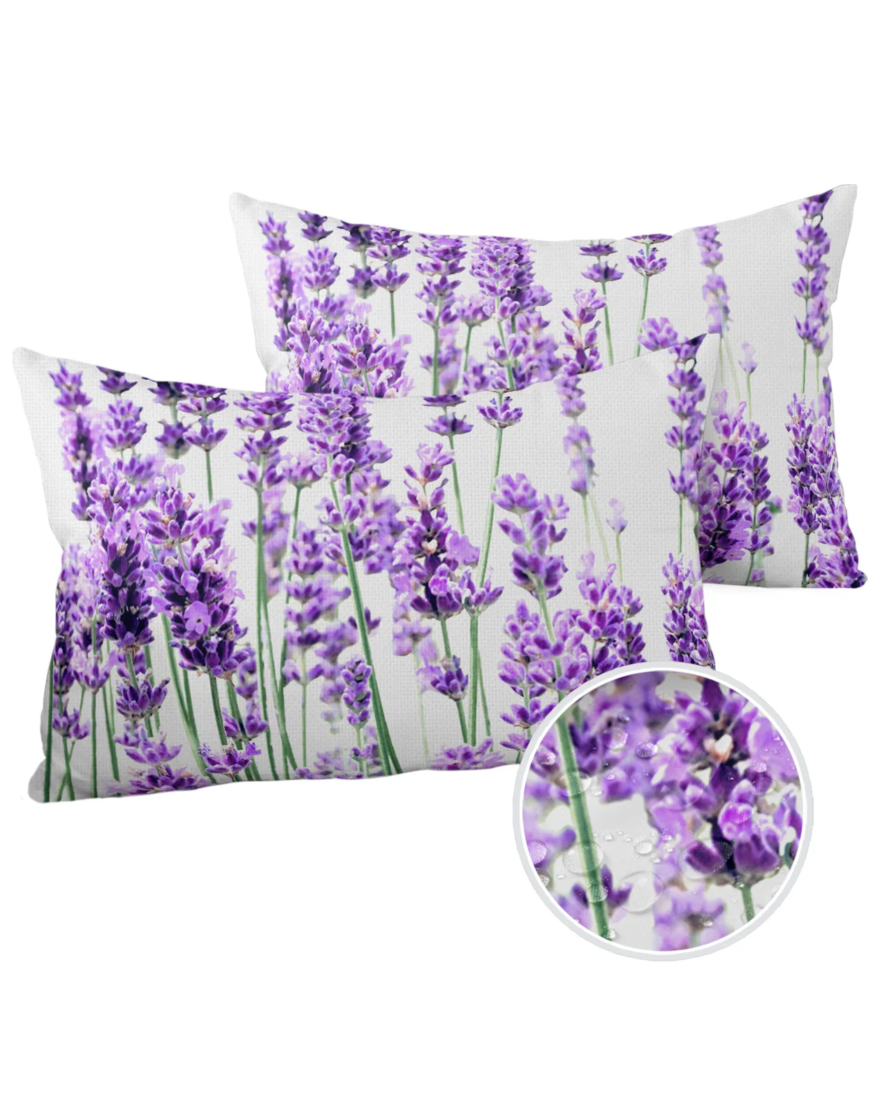 2/4PCS Outdoor Garden Chair Waterproof Cushion Cover Lavender Plant Flowers Purple White Home Decor 40/45/50/60/66cm Pillow Case