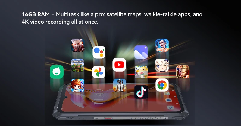 Rugged Smartphone Cubot Kingkong Power 5, Android 15, 16GB RAM (6+10), 128GB ROM, 6.88' 120Hz Screen, 15300mAh Battery, MTK G100