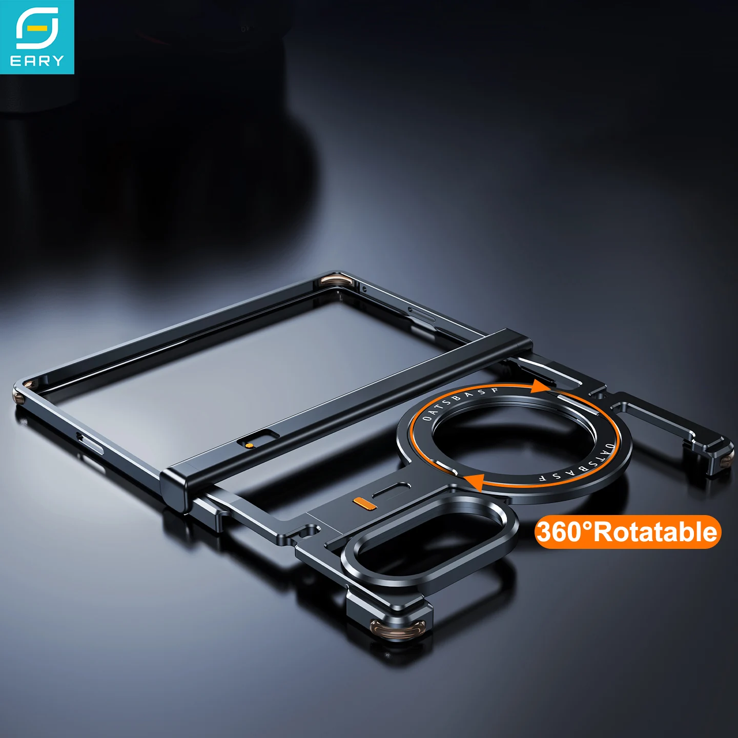 Eary Rahmenloses Metallgehäuse für Samsung Galaxy Z Fold 8 mit 360 °   Drehbarer Magnetständer, minimalistische Aluminium-Handyhülle mit vollständiger Abdeckung