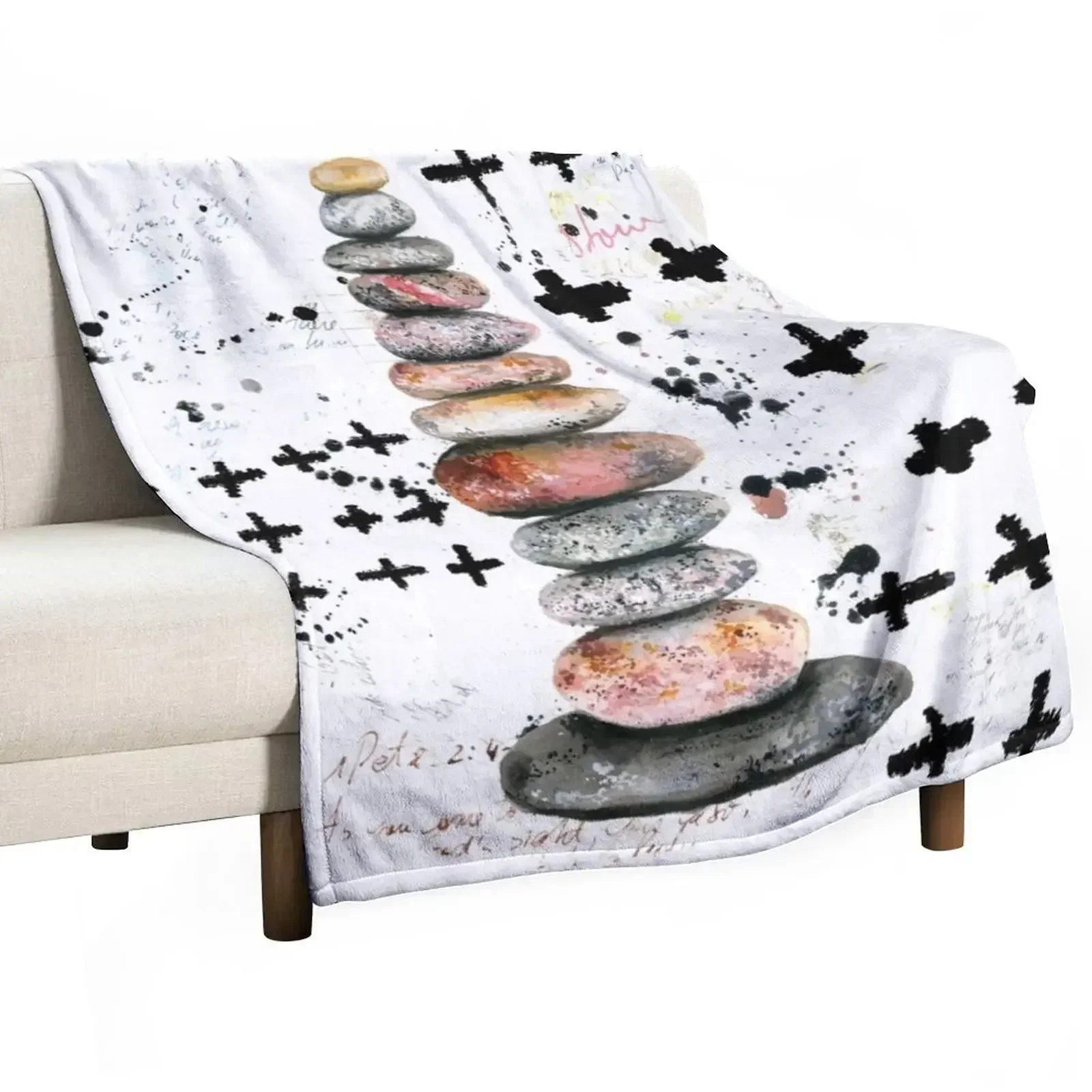 Rock cairn Throw Blanket Thermals For Travel Furry Camping Blankets