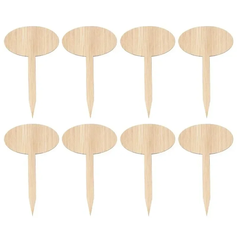 50Pcs 2026 New model Bamboo Plant Labels Type Oval Tip Pointed Plant Markers for Nursery Garden Balcony Flower Gardening Tool