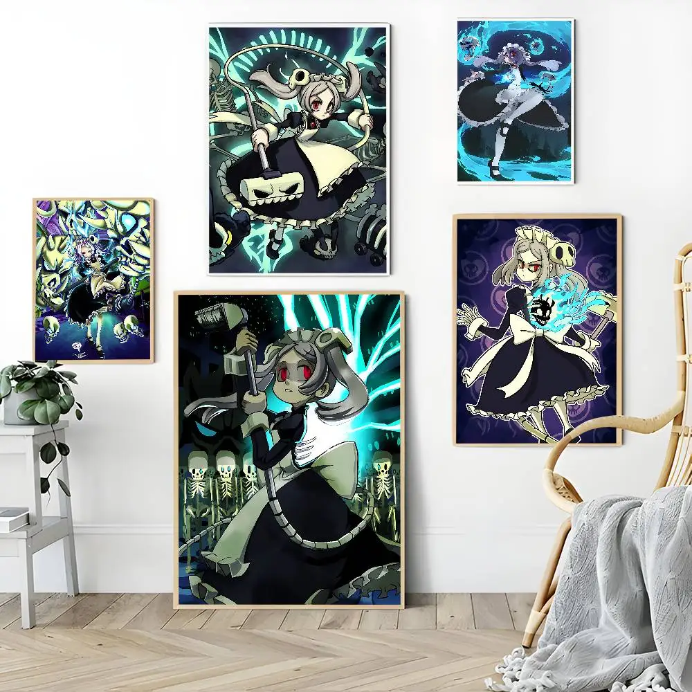 Poster Tempel Film Game M-Marie SkullGirls Stiker Dinding Mewah untuk Dekorasi Bar Ruang Tamu Lukisan Dekoratif Antik