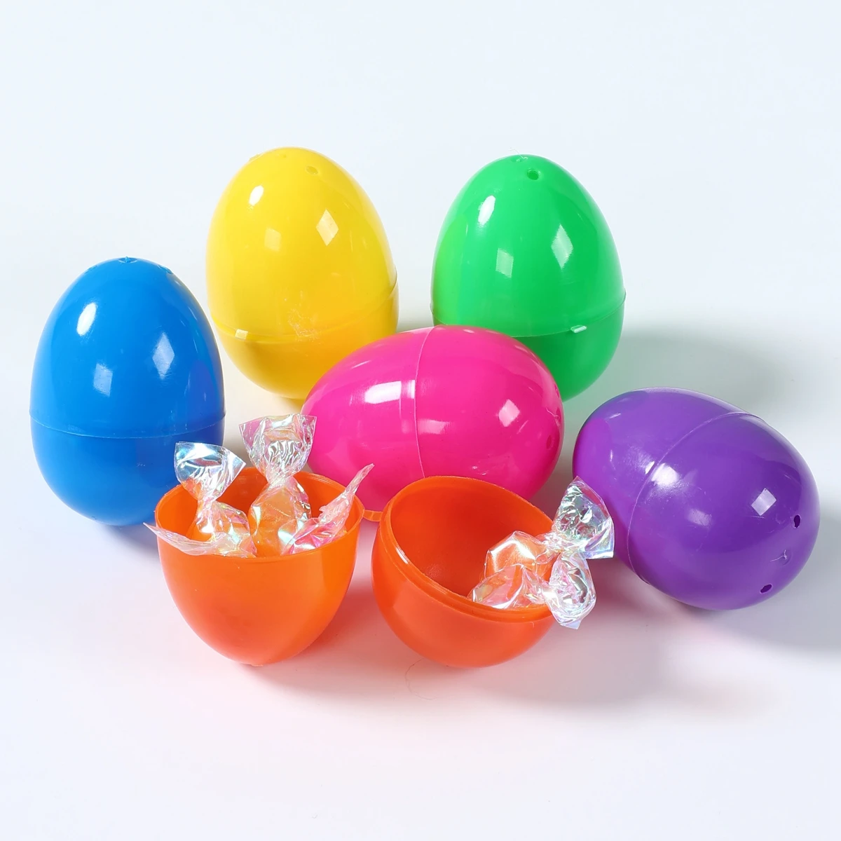 12/24 قطعة بيض عيد الفصح القابلة للتعبئة البلاستيك افتتاح البيض الفارغ اللعب الحلوى الملونة هدية صناديق التعبئة والتغليف عيد الفصح ديكور منزلي للحفلات #3