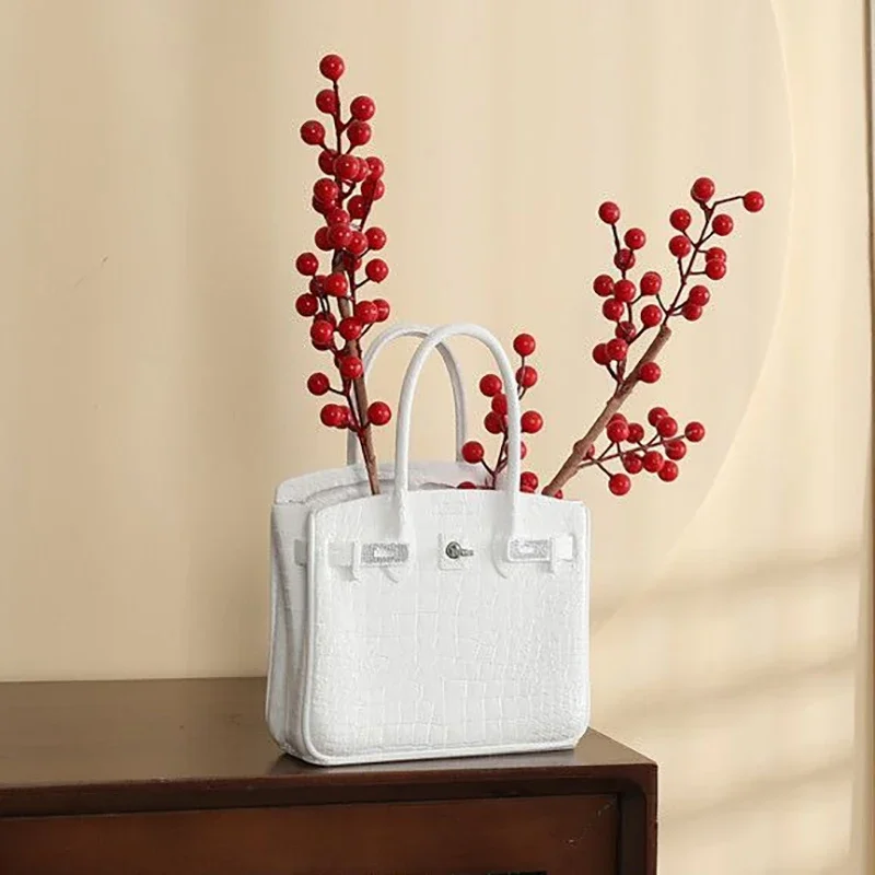 Resin Handbag Vases Creative Flower Vase Elegant Room Ornaments Interior Living Room Decoration with Anti Slip Strip Design