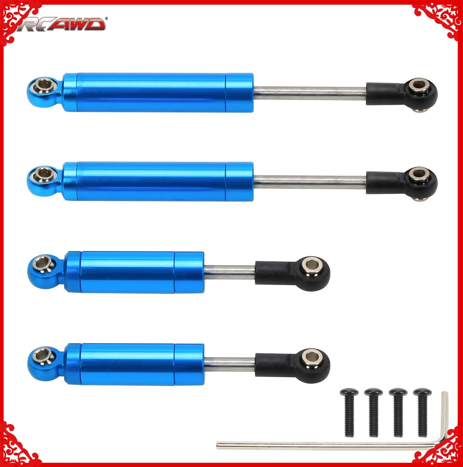 

4 pcs /set alloy front/rear 72mm/102mm oil filler type shock absorber damper for 1/18 Axial Yeti Jr. Can-Am Maverick Upgrade