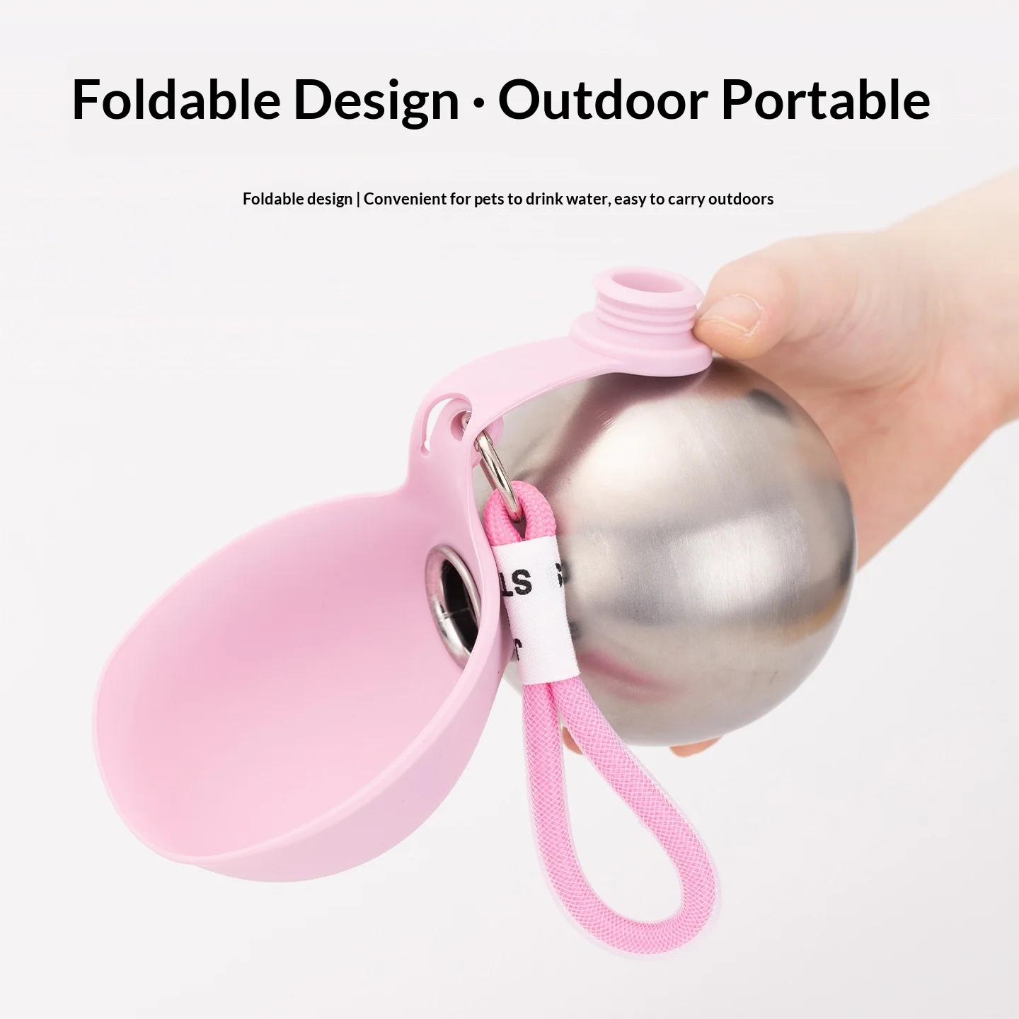 Portable Stainless Steel Pet Water Bottle, Foldable Silicone Bowl for Dogs Cats, Outdoor Walking Hiking Travel Drinking Bowl view 3