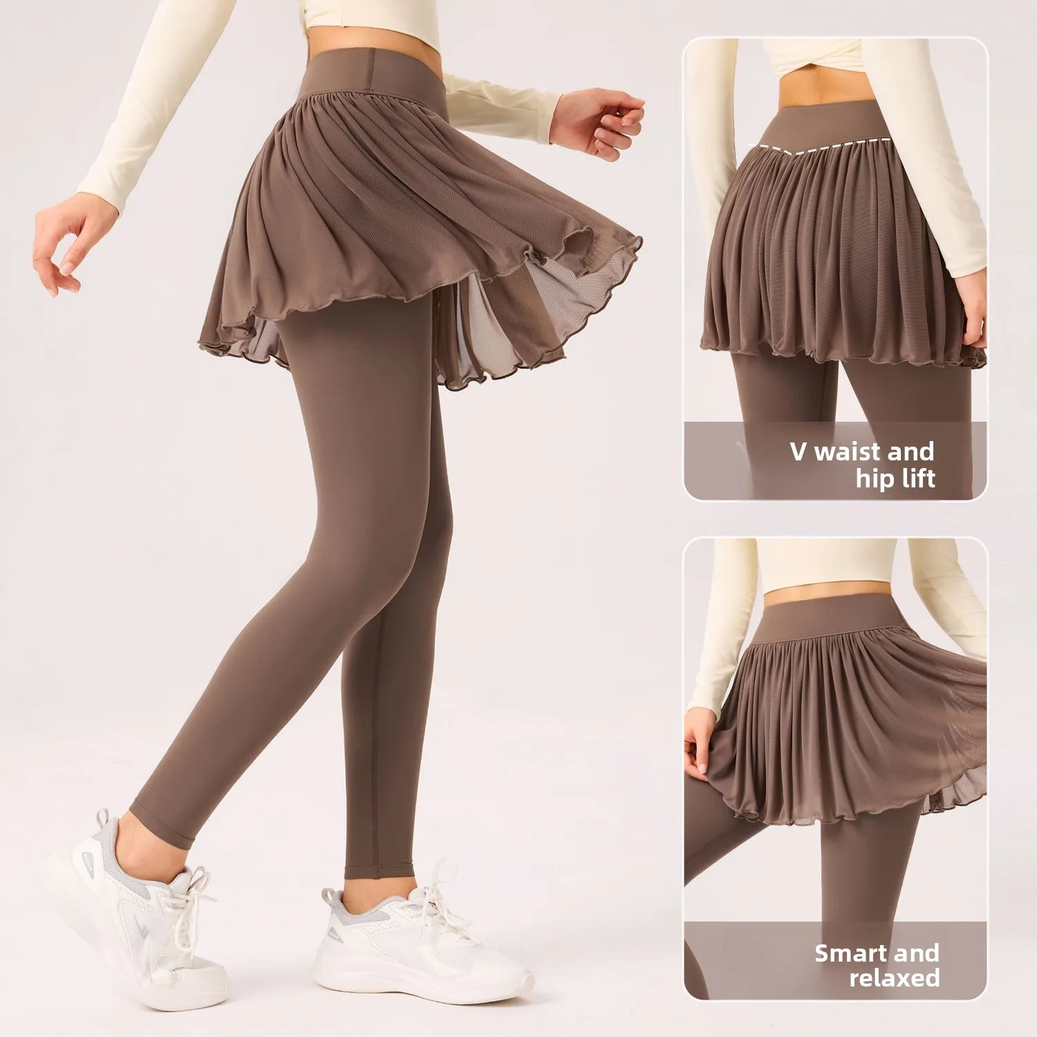 

Повседневная юбка для похудения с высокой талией, брюки с v-образной талией, эластичный спортивный костюм для фитнеса, длина ног, утренние упражнения