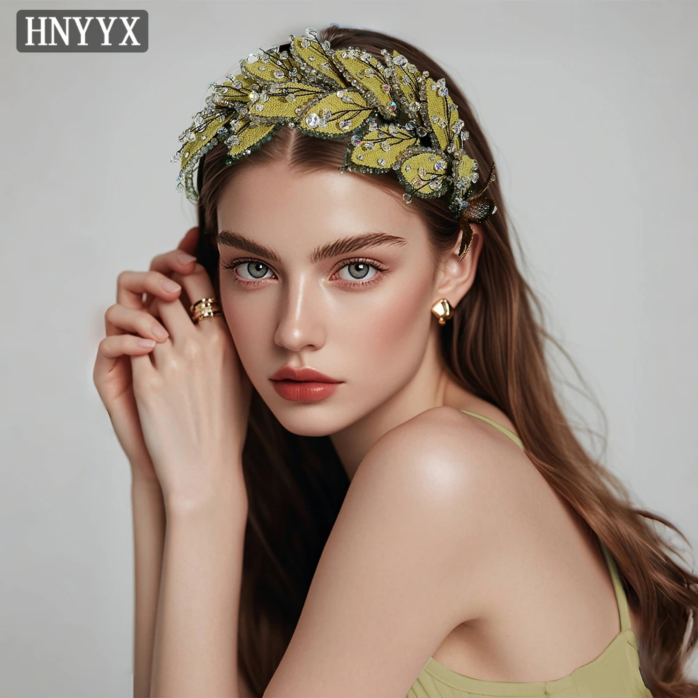 

YouLaPan Bridal Knitted Weddings Flower Hairband Handmade Inlaid Diamond Ladies Elegant Banquet Party Hair Accessories YXA201
