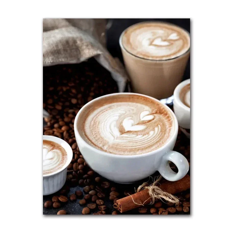 2027Coffee Croissant Lines Cookie Posters And Prints Canvas Painting   new