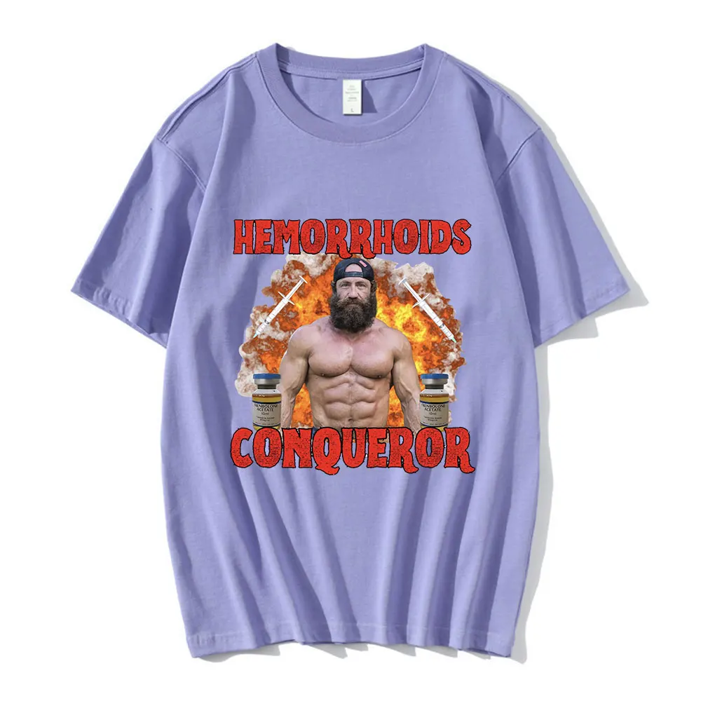 Hemorrhoids Conqueror T Shirt Gym Bodybuilding Fitness Short Sleeve T-shirt Men Women 100% Cotton Casual Oversized T Shirts Tops