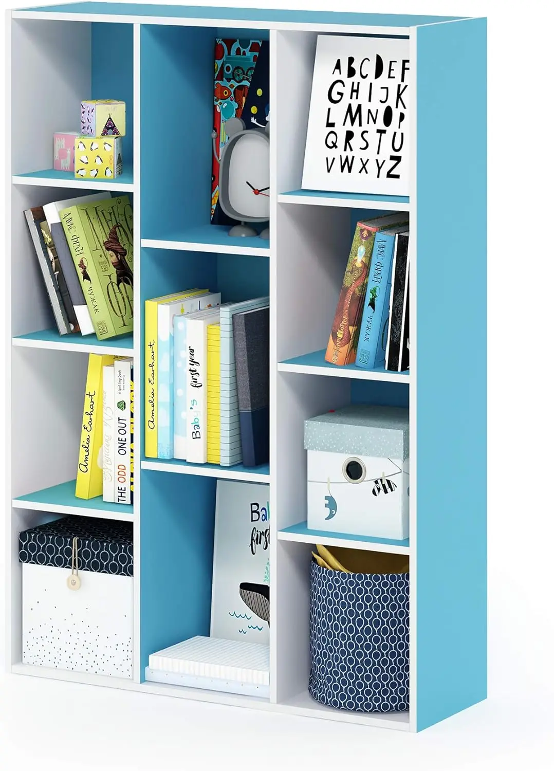 

Книжный шкаф Furinno LUDER, книжный шкаф на 11 ячеек, двусторонний, 9,4 x 29,1 x 41,7 дюйма, для гостиной, спальни, домашнего офиса, белый