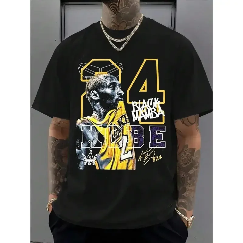 |     Kob.E Bryant |     Artistic Lakers Basketball Print Classic T-Shirt |     Popular Classic Apparel For Kobe Fans |     100% Cotton Loose Fit Printed Crew Neck Unisex Short-Sleeve T-Shirt |     European And American Fashion Brand Printed Base Layer Sh