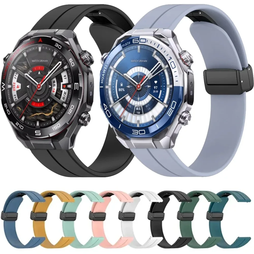 22mm 20mm Silikonarmband für Huawei Watch GT Runner 2/Ultimate 2 Atmungsaktives Armband mit Magnetverschluss OPPO Watch X3-S-X2 Correa