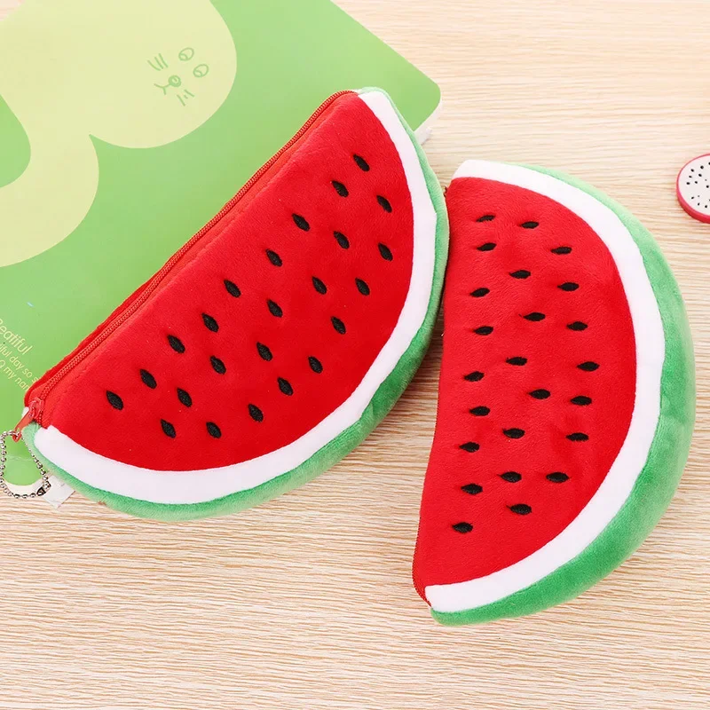 

Fruit Bag Embroidered Plush Coin Purse Watermelon Strawberry Orange Coin Bag Cell Phone Key Card Holder Kids Wallet