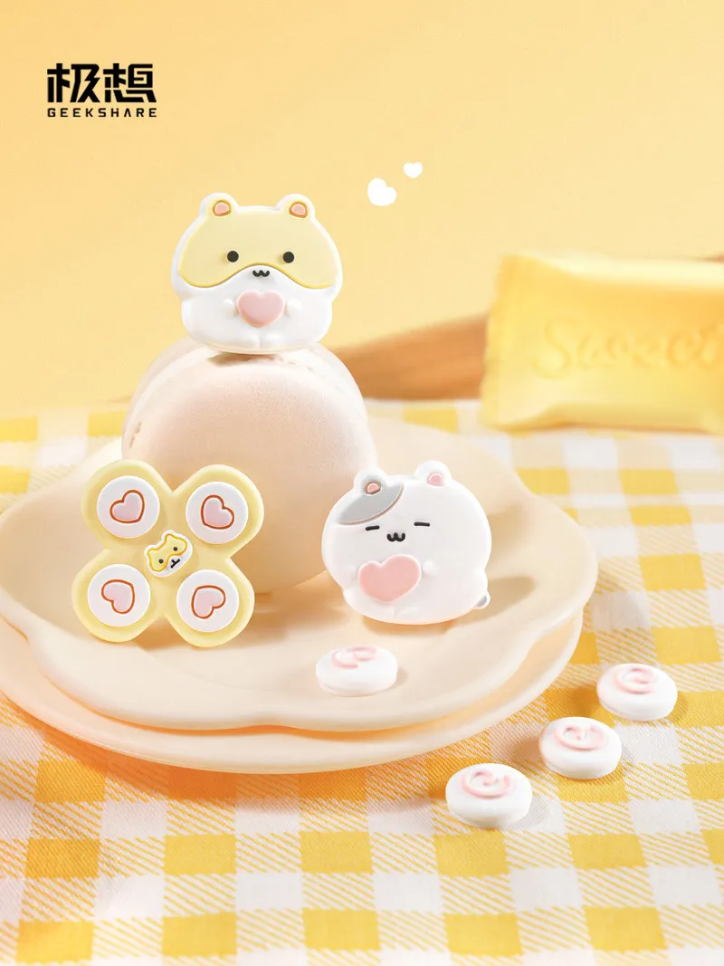 Geekshare Design Switch 2 Thumb Grip Hat Button Sticker Set Silicone Protective Cover Cute Hamster Anime Game Periphery