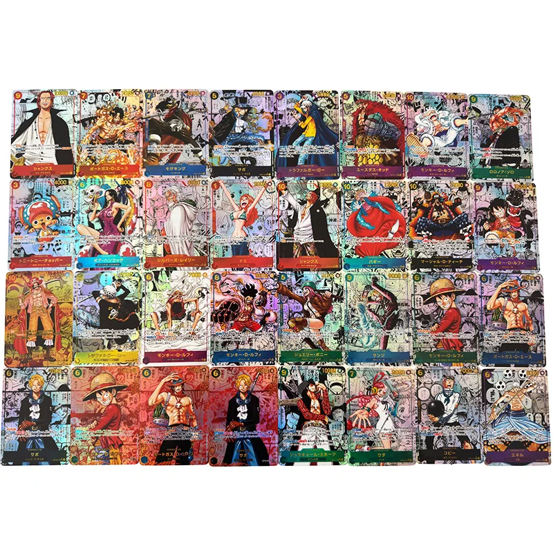 Anime One Piece Japanese English Version OPCG Comics Replica Shanks Rayleigh Nika Luffy Buggy Enel Game Anime Collection Cards