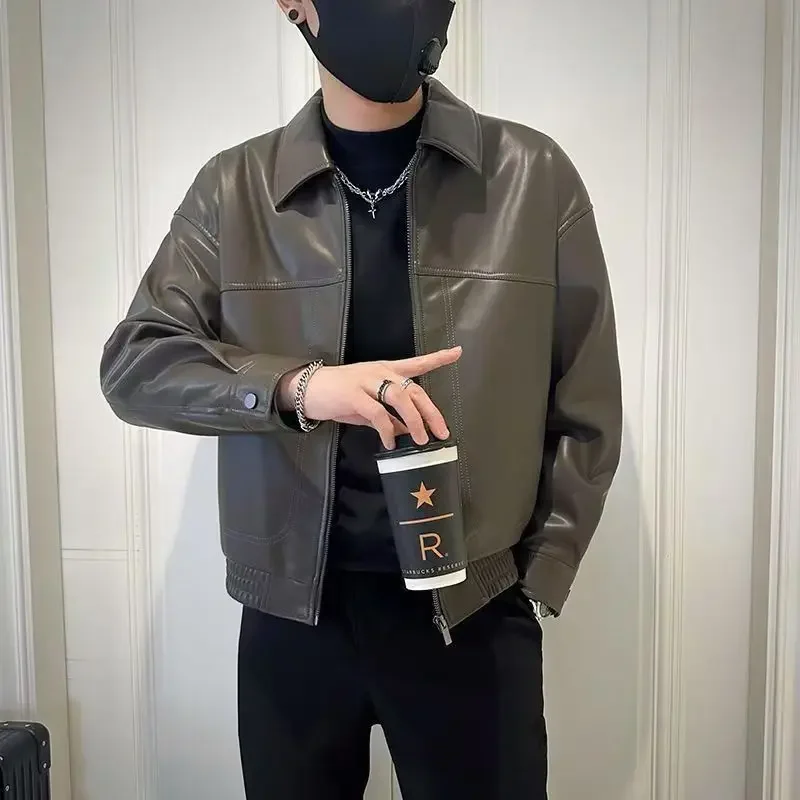 

Men's PU Leather Jacket 2025 Autumn Winter Casual Edgy Motorcycle Coat Unisex Versatile​