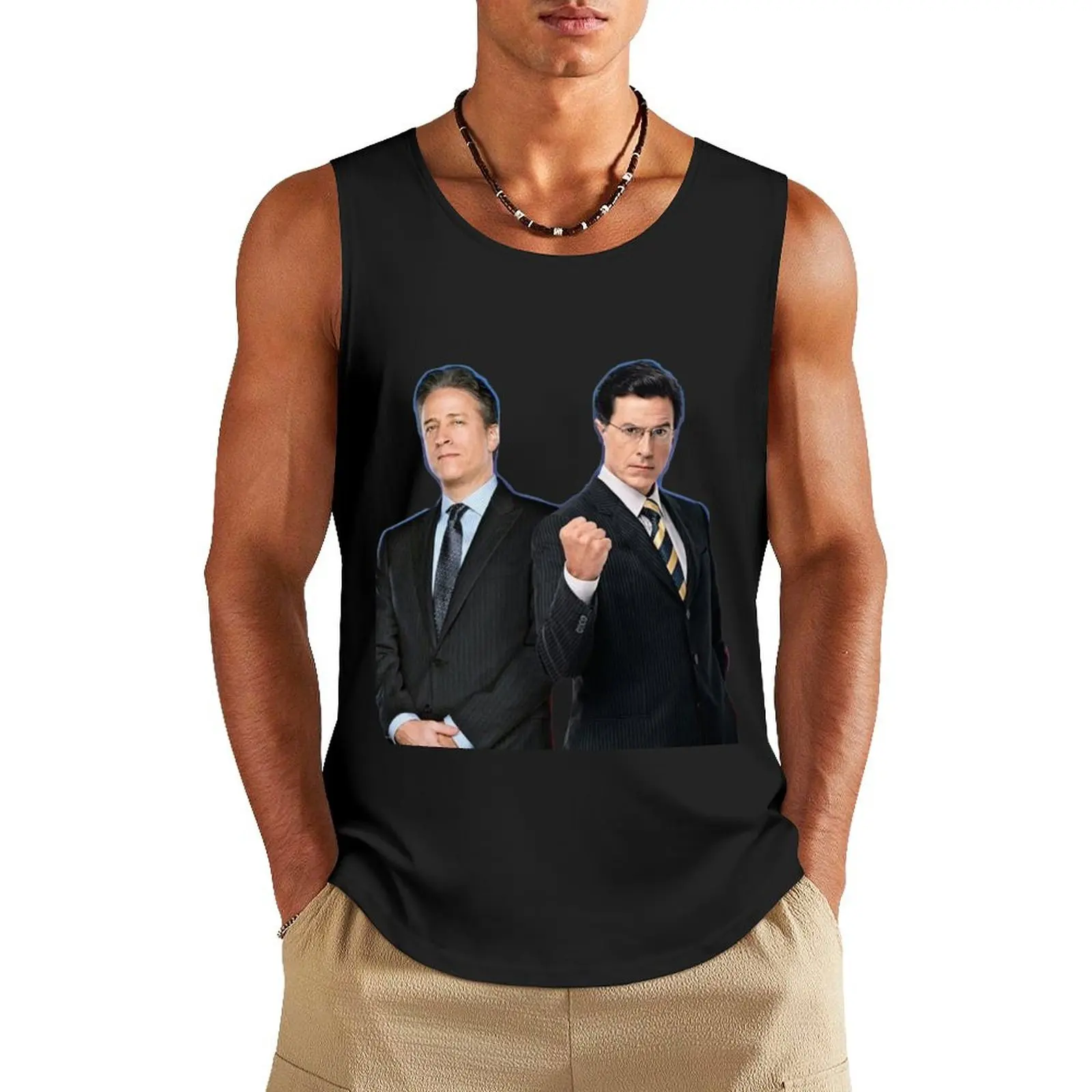 Jon Stewart - Stephen Colbert - The Daily Show - The Colbert Report Tank Top sleeveless vests cotton t-shirts man