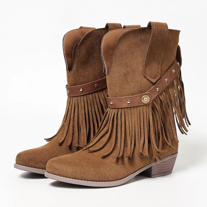New Trend Women's Western Boots Heels Trendy Women’s Boots 2026 Autumn Platform Shoes For Woman Retro Comfortable Ladies Booties
