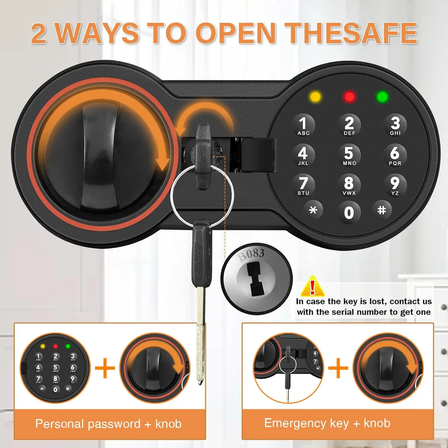 4.3 Cub Large Home Safe Fireproof Waterproof, Anti-theft Fireproof Safe Box with Programmable Keypad, Spare Keys and Removable S