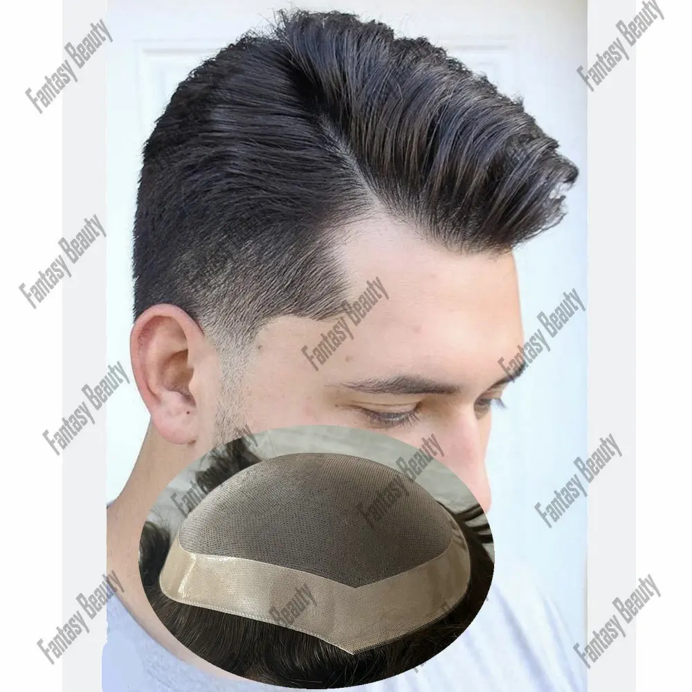 

Toupee Wig For Men Indian Human Hair Durable Fine Mono NPU Men's Capillary Prosthesis Hair Replacement System Natural Hairpiece