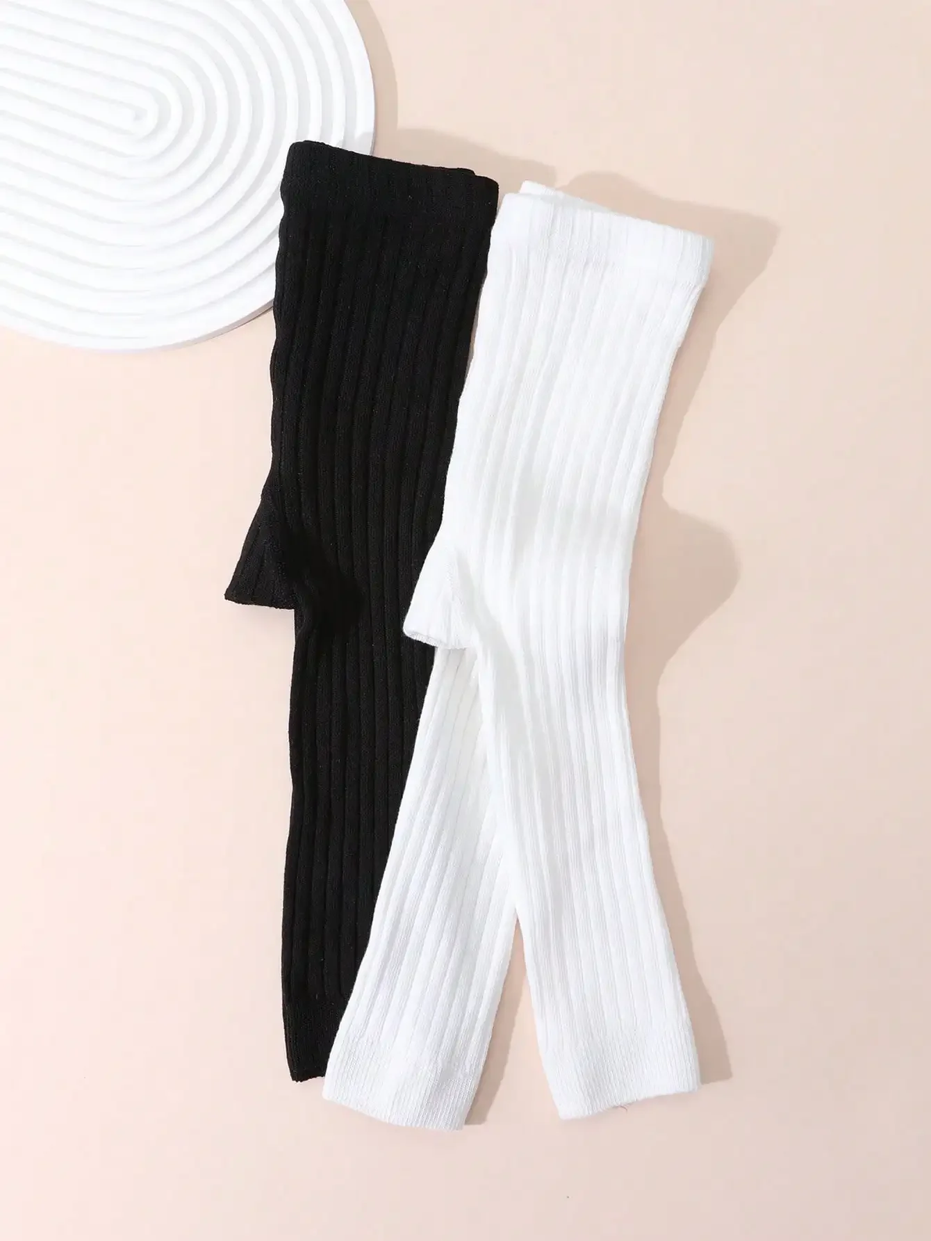2er-Pack gerippte Mädchen-Leggings, knöchellange Strickstrumpfhosen für Kleinkinder, weiche, dehnbare Kinder-Basishosen, lässige Unterhosen für 0-6-jährige Babys, ideal für den täglichen Gebrauch – Detail 9
