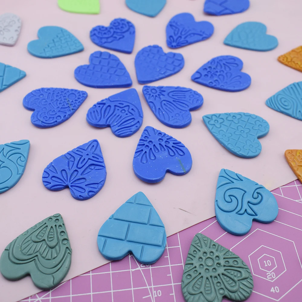 Polymer Clay Stamp Texture Emboss Mat Mandala Flower Birck Bark Cobble Stone Pattern Clay Cutter Jewelry Modeling Pottery Hobby