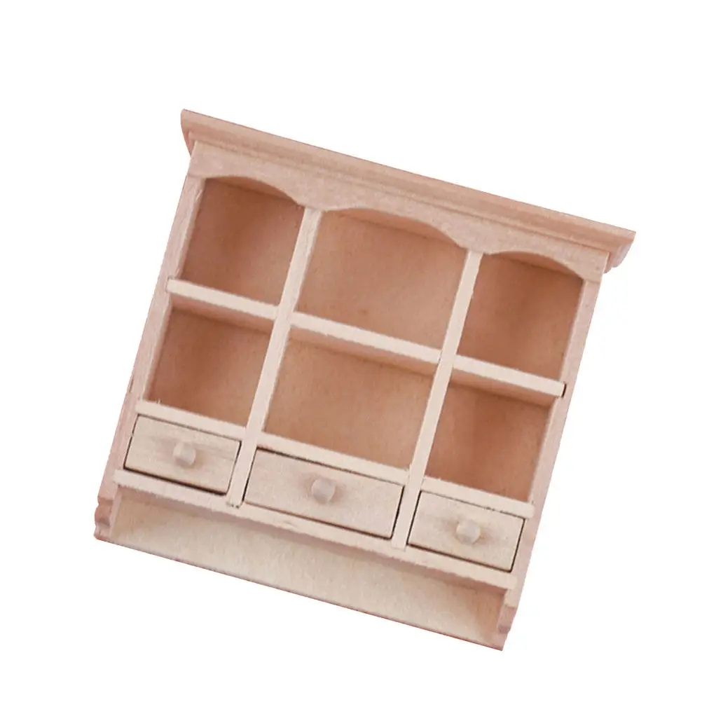 

1 12 Miniature Wall Cabinet Solid Color Durable Wood DIY Painting Supplies Dollhouse Living Room Decoration Wooden Ornament