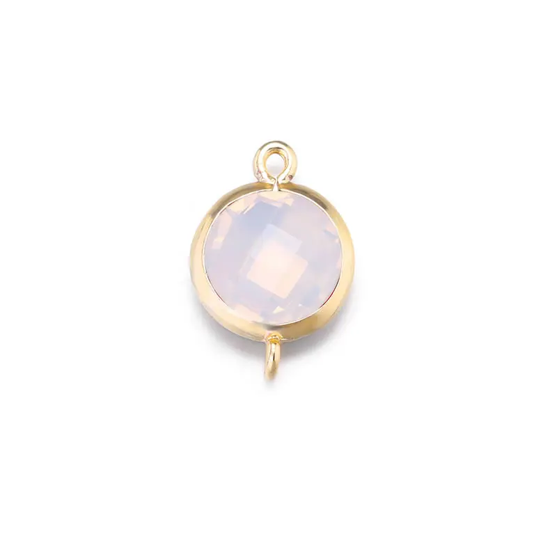 4PCS 18K Gold Color Round Colourful 2 holes Connect Charms High Quality Necklace Earrings Accessories Rosediy official-website