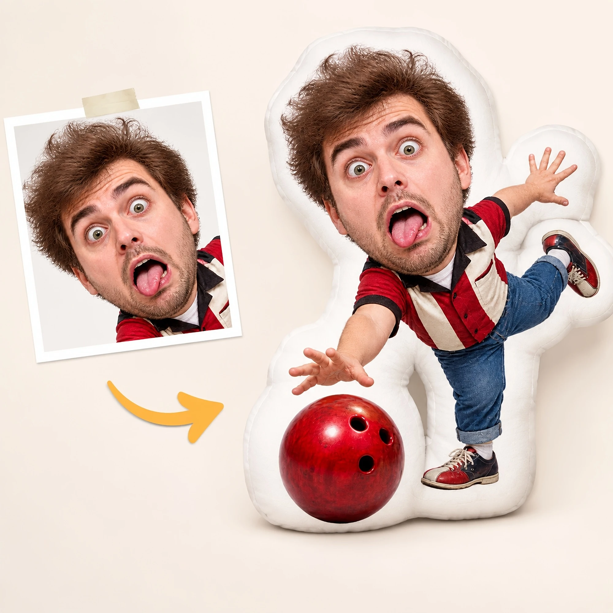 1pc Custom Double-Sided Printed 2D Flat Novelty Bowling-Themed Shaped Throw Pillow, Funny Decorative Cushion for Home, Sofa, Bed