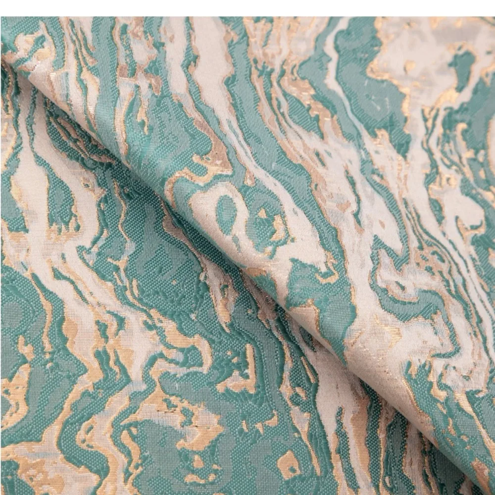 

Designer Fabric New Chinese Style Green Texture Relief Jacquard Fabric Retro Style Clothing Fabric