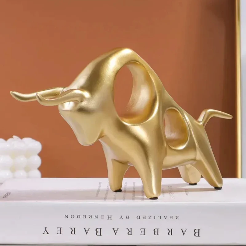 

Golden Bull Resin Set Sculpture Home Decor Party Decoration Living Room Bedroom Office Desktop Accessories Craft