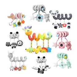 Sonajero de felpa sensorial para bebé, juguetes colgantes para cochecito, cuna, color blanco y negro, juegos para recién nacido de 0, 6 y 12 meses