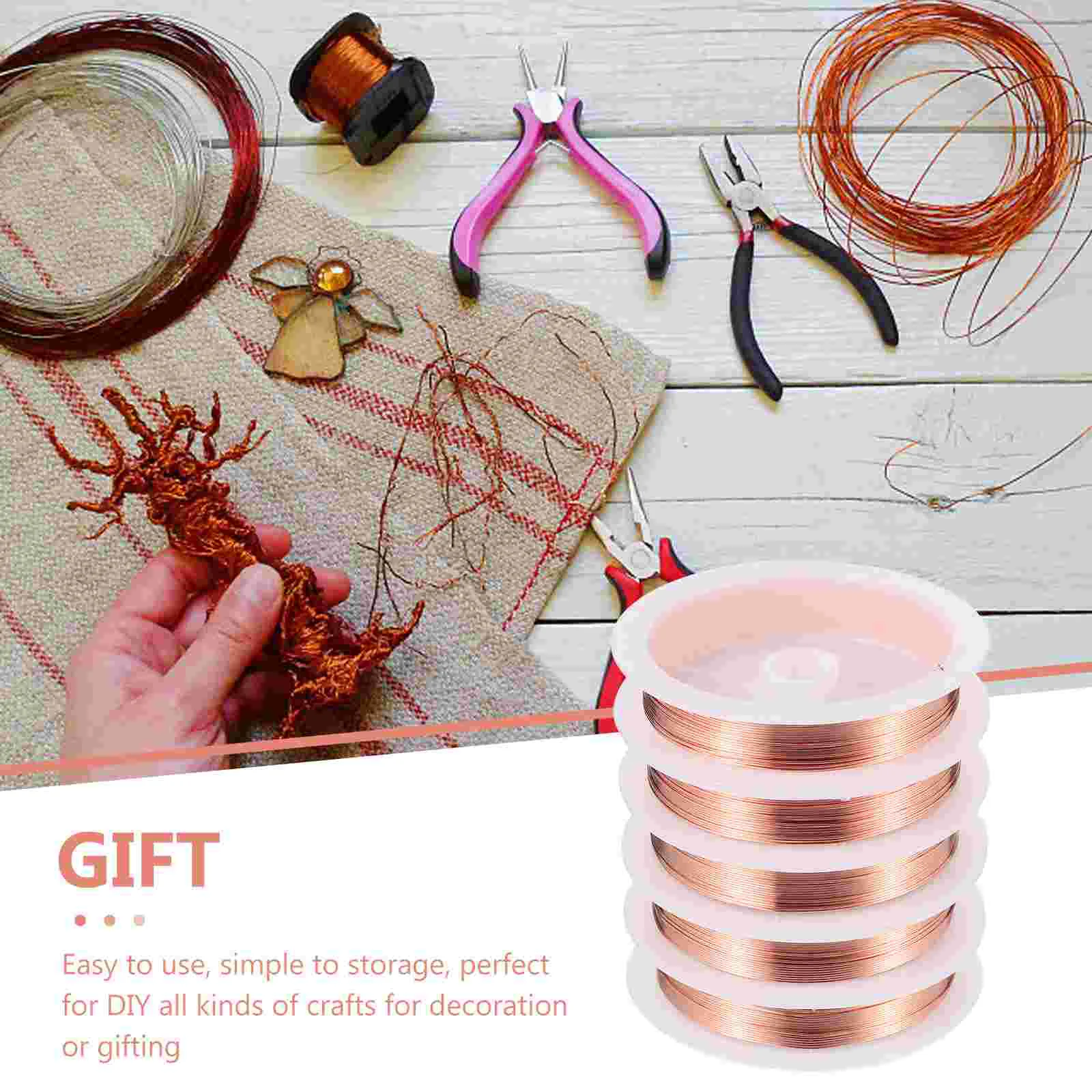 5 Rolls Manual Jewelry Shaped Copper Wire Charms for Making Bracelet Handcrafts