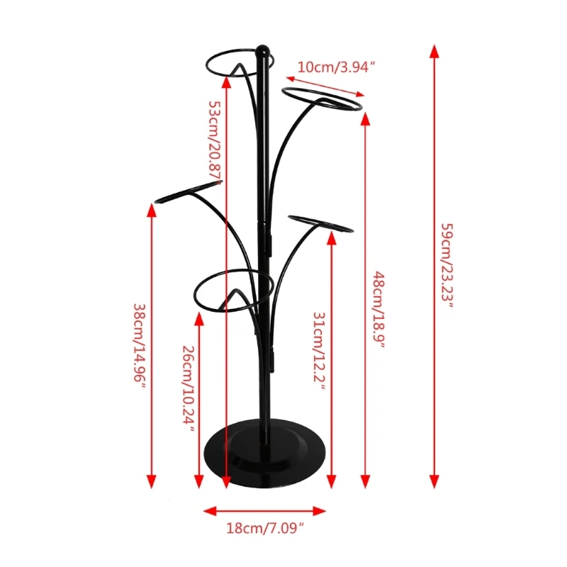 Metal Hats Display Rack with 5 Round Standing Hooks Baseball Rack Headwear Rack Hat Storage Display Holder