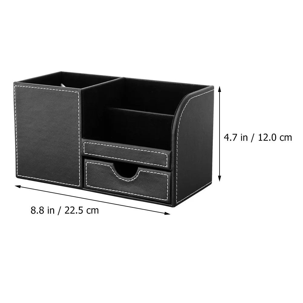 

1pc Pen Storage Box Desk Organizer PU Container Office Home Modern Stylish File Folder Phone Pens Holder Long Term Use