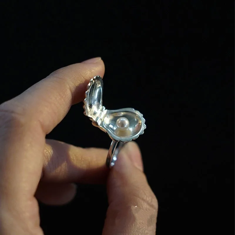 

2026 New Arrival Ocean Vacation Ring - Openable Shell Pearl Ring For Women Bohemian Jewelry