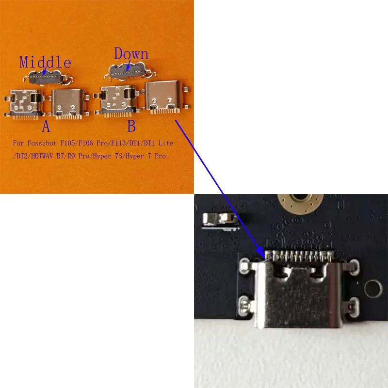 10-50Pcs Type C Plug USB Charger Charging Dock Connector For Fossibot F105 F106 F113 DT1 Lite DT2 HOTWAV R7 R9 Hyper 7S 7 Pro