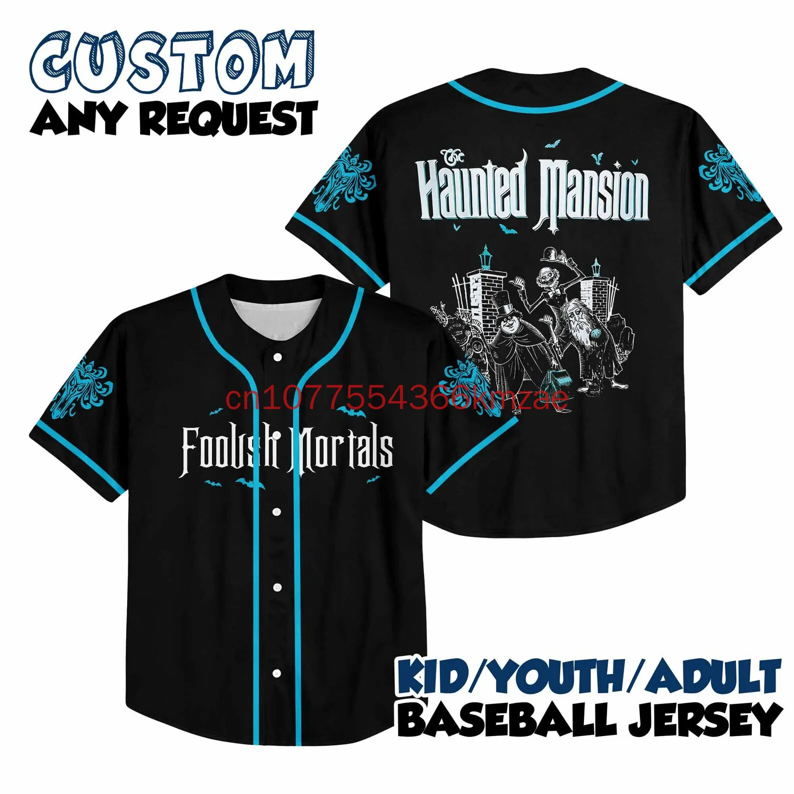 

Disney Halloween Haunted Mansion Baseball Jersey 3D Print Men's And Women's Street Fashion Y2K Baseball Shirt
