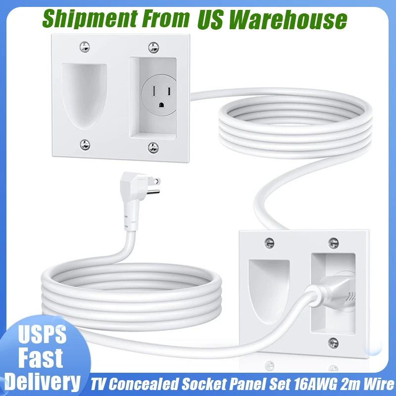 

ELECPOW Настенная розетка со скрытыми шнурами Настенный комплект Power Bridge и одинарная встраиваемая розетка переменного тока для настенного крепления телевизора, сертификация UL