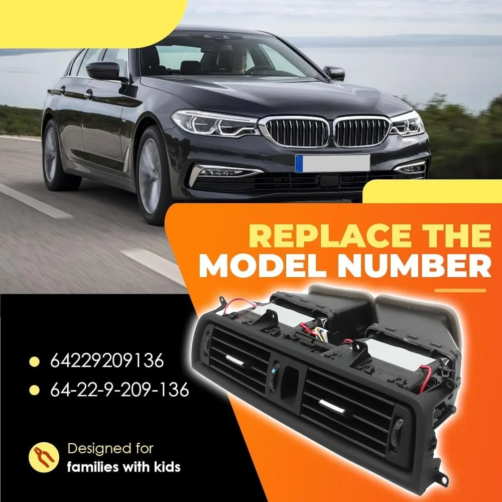 

Front A/C Vent Assembly For BMW 5 Series 528i 535i 535 535d 550i 2011-2016 64229209136 Dashboard Fresh Air Grille Center Vents