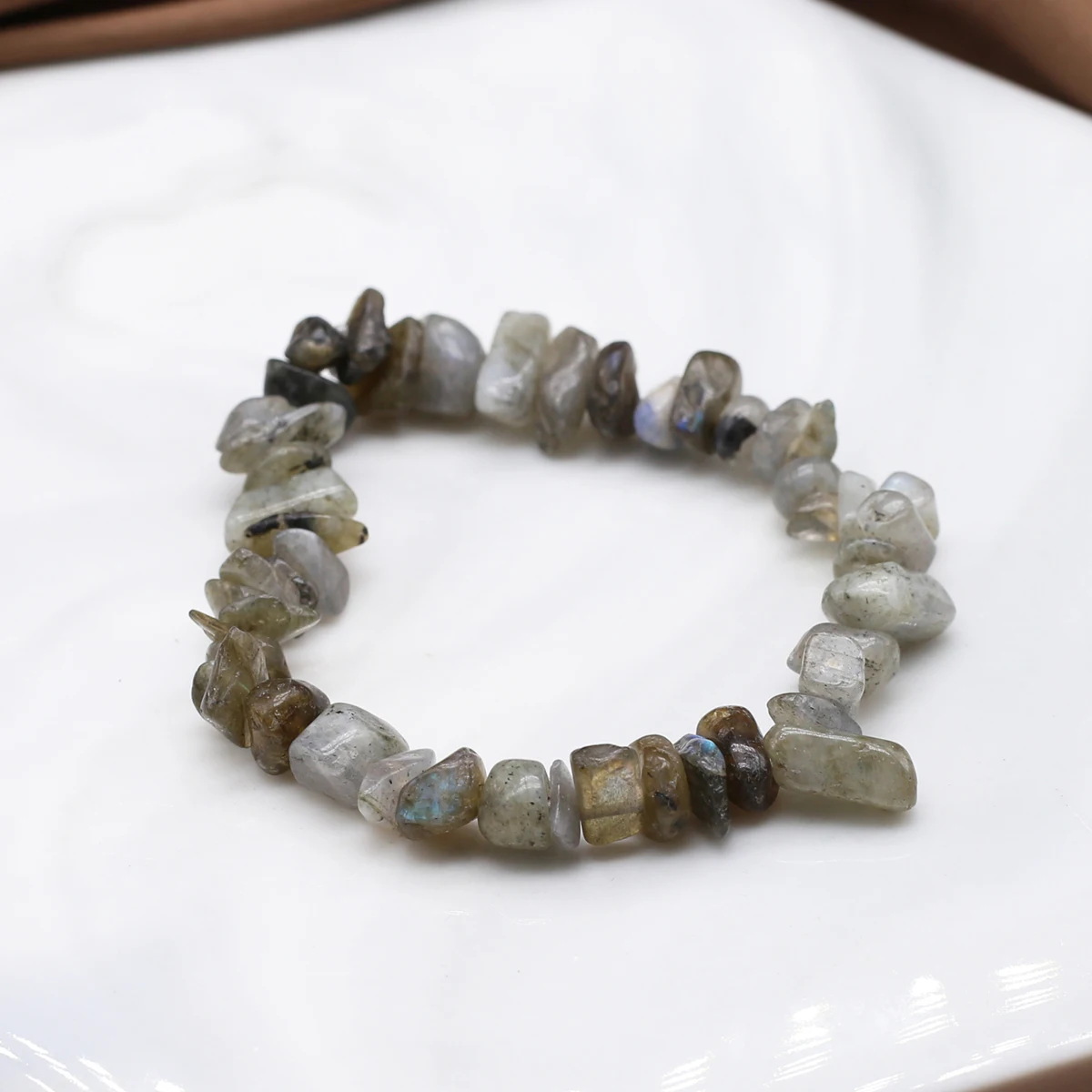 Handmade Stretch Crystal Chip Bracelet Gravel Natural Stone Labradorite Malachite Quartz Beads Bracelets Jewelry Bangle Women