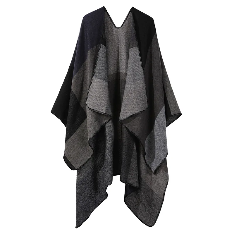 Scarves Women's Travel Shawl Imitation Cashmere European and American Ethnic Style Split Cloak  Autumn and Winter