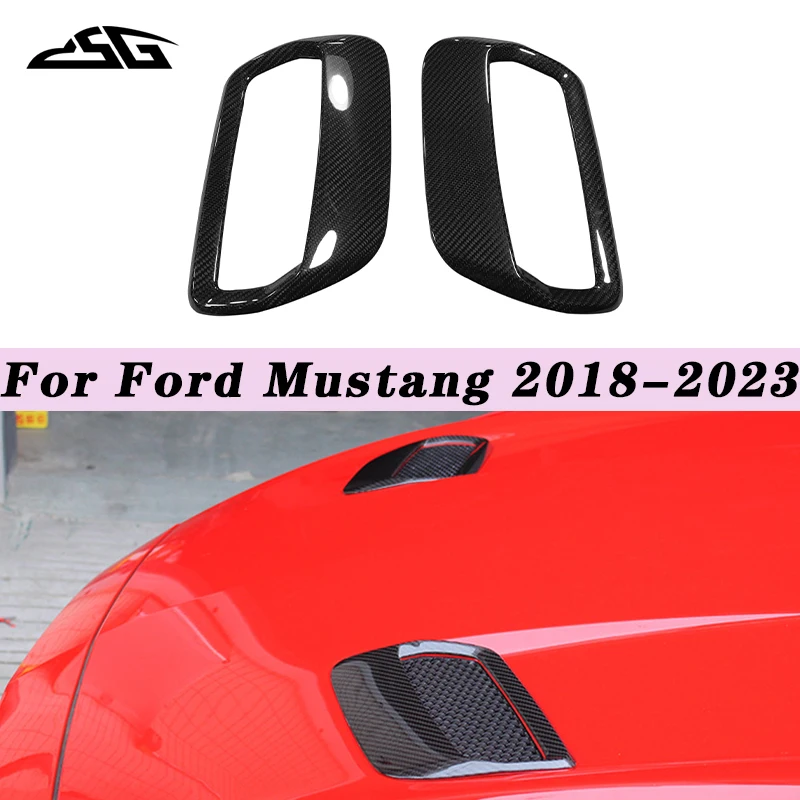 

Carbon Fiber Front Hood Scoop Vent Frame Trim Engine Bonnet Outlet Air Intake Splitter For Ford Mustang 2018-2023 Body kit