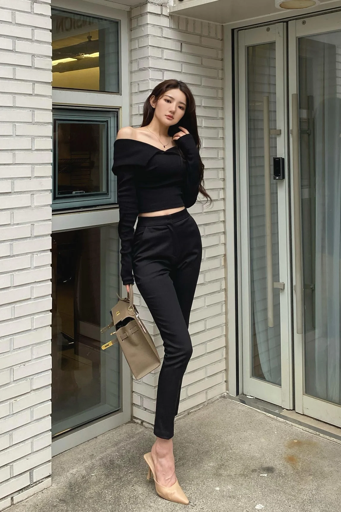 Printemps été nouveau taille haute décontractée Bla costume pantalon coréen Sle mince confortable trajet neuf Points pantalon ajusté