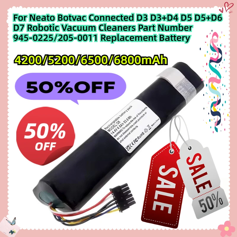 

For Neato Botvac Connected D3 D3+D4 D5 D5+D6 D7 Robotic Vacuum Cleaners Part Number 945-0225/205-0011 Replacement Battery 14.4v
