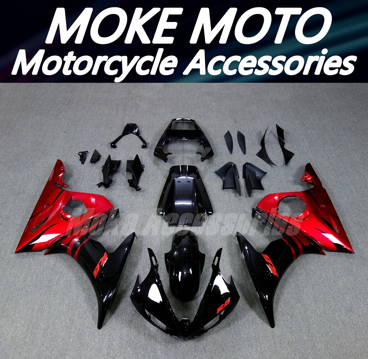 

Moke moto Motorcycle Fairings Kit Fit For Yzf R6 2003 2004 2005 Bodywork Set High Quality Injection Black Red Flame