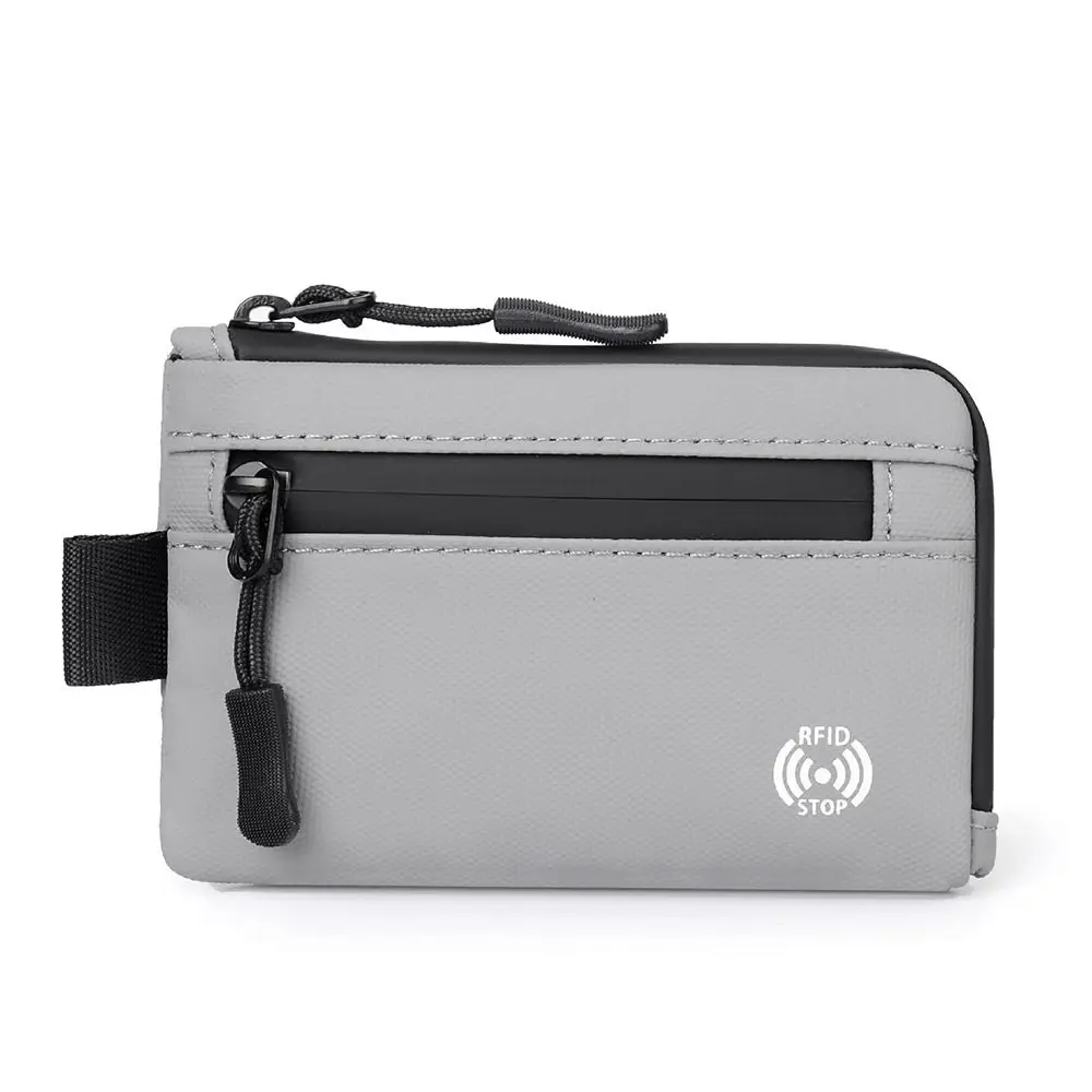Portable RFID Blocking Rfid Credit Card Holder Anti-Theft Zipper Men Wallets Ultra-Thin Multi-Compartment Zipper Coin Purse