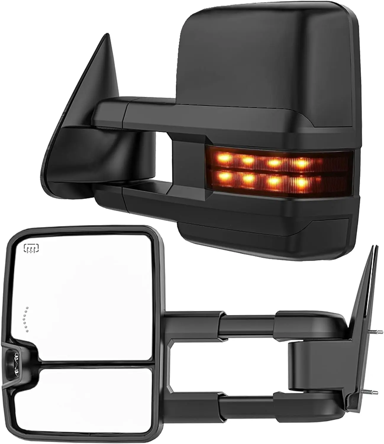 

Smoked Towing Mirrors for 2007-2013 Chevy & GMC Trucks, Heated, with Backup Light, Ideal for Trailer Towing