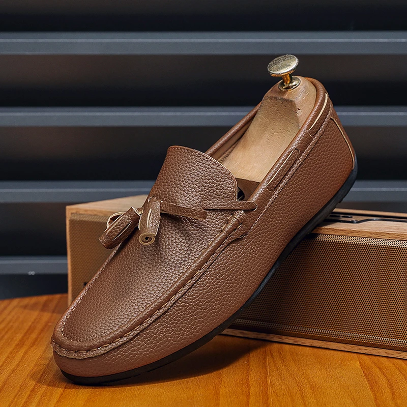 

Удобные мужские лоферы, модная мягкая мужская кожаная повседневная обувь, дышащая мужская обувь без шнуровки для ленивого вождения, легкие топсайдеры